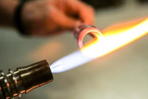 Glass Guitar Slide - Marble Tip - "Autumn Fire"