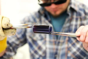 Glass Guitar Slide - Marble Tip -  "Brilliant Blue"