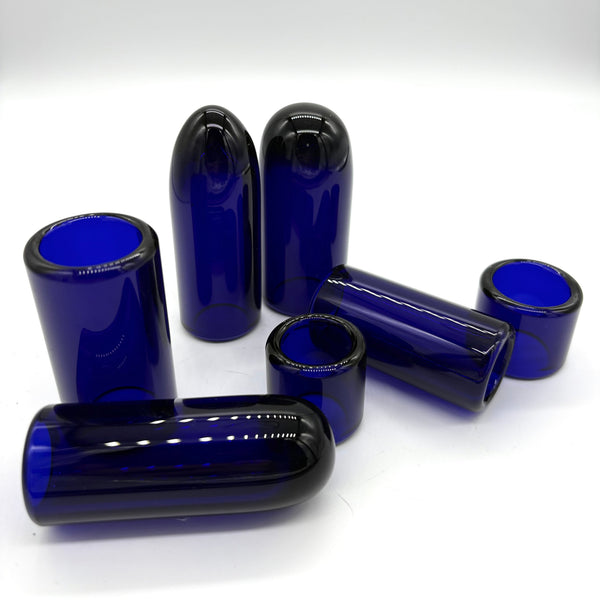 Glass Guitar Slide - Marble Tip -  Brilliant Blue